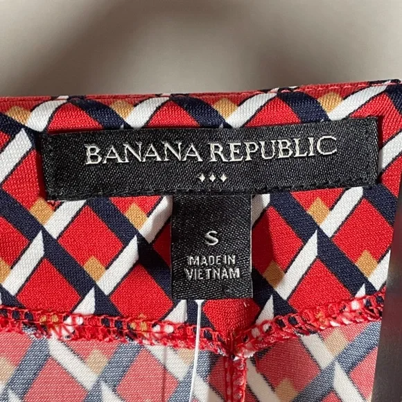 NEW Banana Republic Dress Womens Small red blue geometric sheath preppy classic - Picture 4 of 9